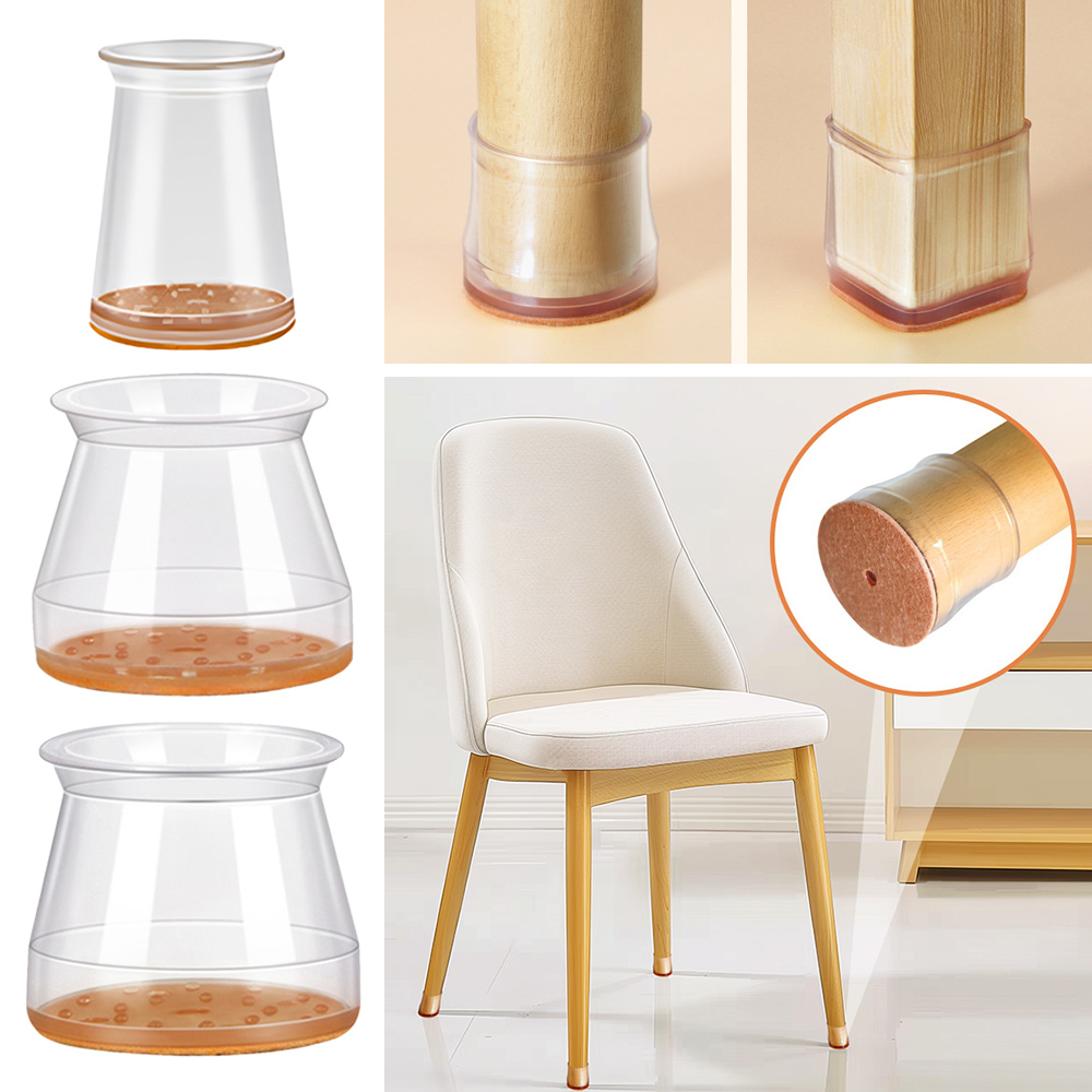 Visitor Chair Padded - 8 ピース/セットラウンド椅子脚カバーシリコンサイレント椅子脚床プロテクター肥厚耐摩耗性椅子足パッドホームオフィス