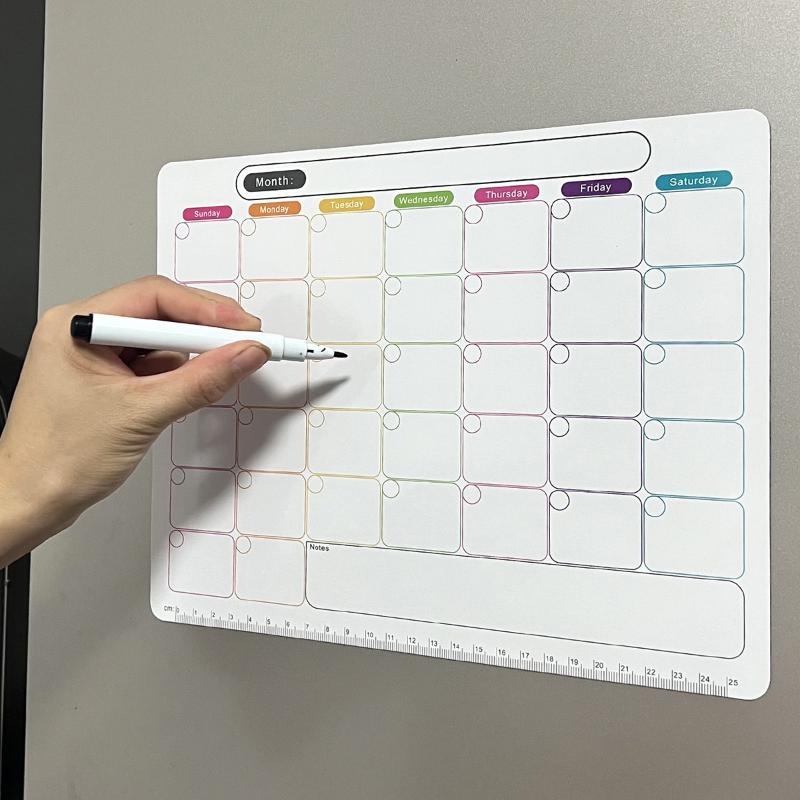 Magnetic Whiteboard Calendar - ホットセール 磁気冷蔵庫用ドライイレースカレンダー マンスリープランナー ホワイトボード 記録メッセージボード メモパッド