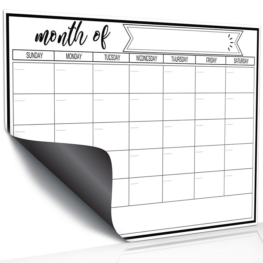 Magnetic Whiteboard Calendar - 冷蔵庫用磁気ホワイトボードステッカー、週間・月間プランナーカレンダー、ドライイレース家庭用お手伝い表