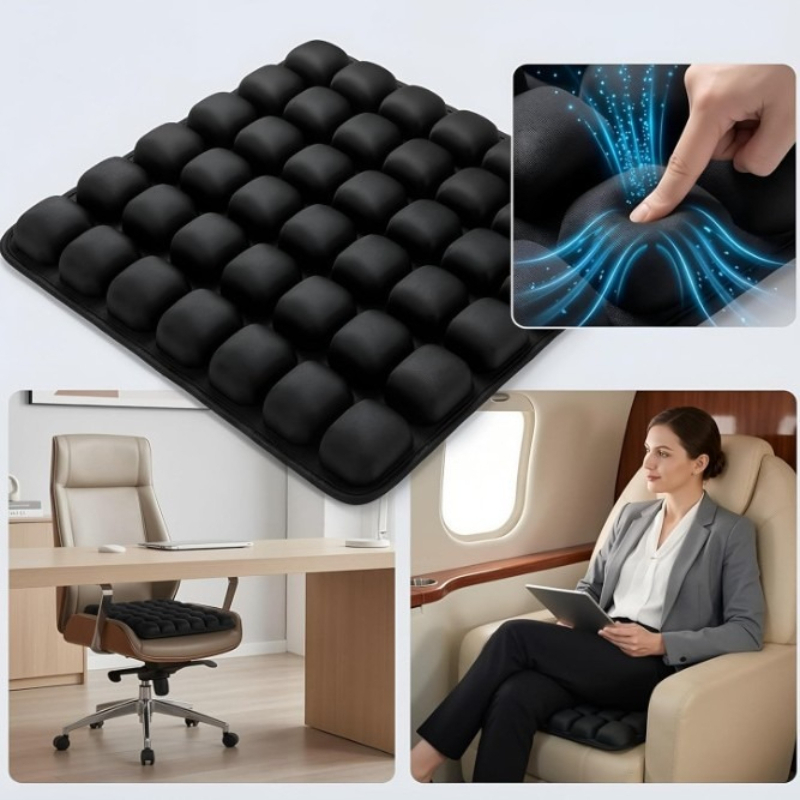 Visitor Chair Padded - 旅行用シートクッション 3D インフレータブルエアクッション 圧力で膨らませるバックサポートパッド オフィスチェア用 調節可能な柔らかさクッション