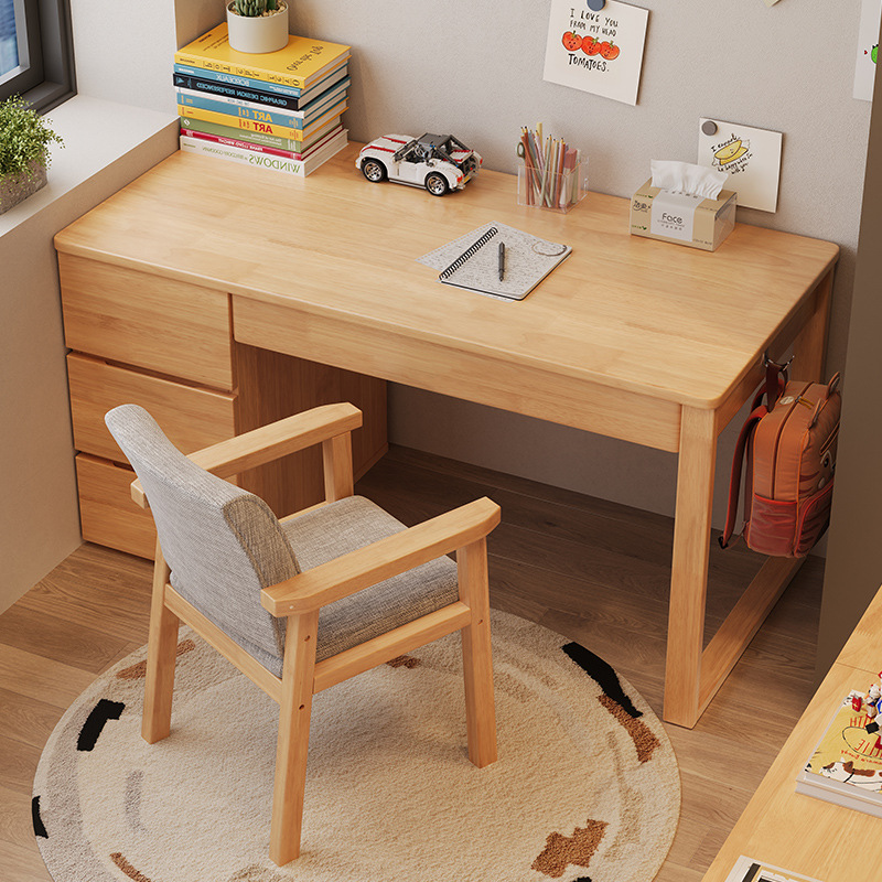 Office Furniture And Equipment - 引き出し付きオフィス家具、2段引き出し、モダンオーク無垢材家具