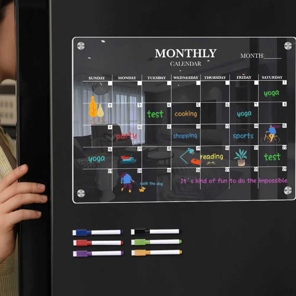 Magnetic Whiteboard Calendar - 磁気冷蔵庫ボードアクリルドライイレースボードクリアブランクスケジュールプランナーホワイトボード壁カレンダー再利用可能な透明