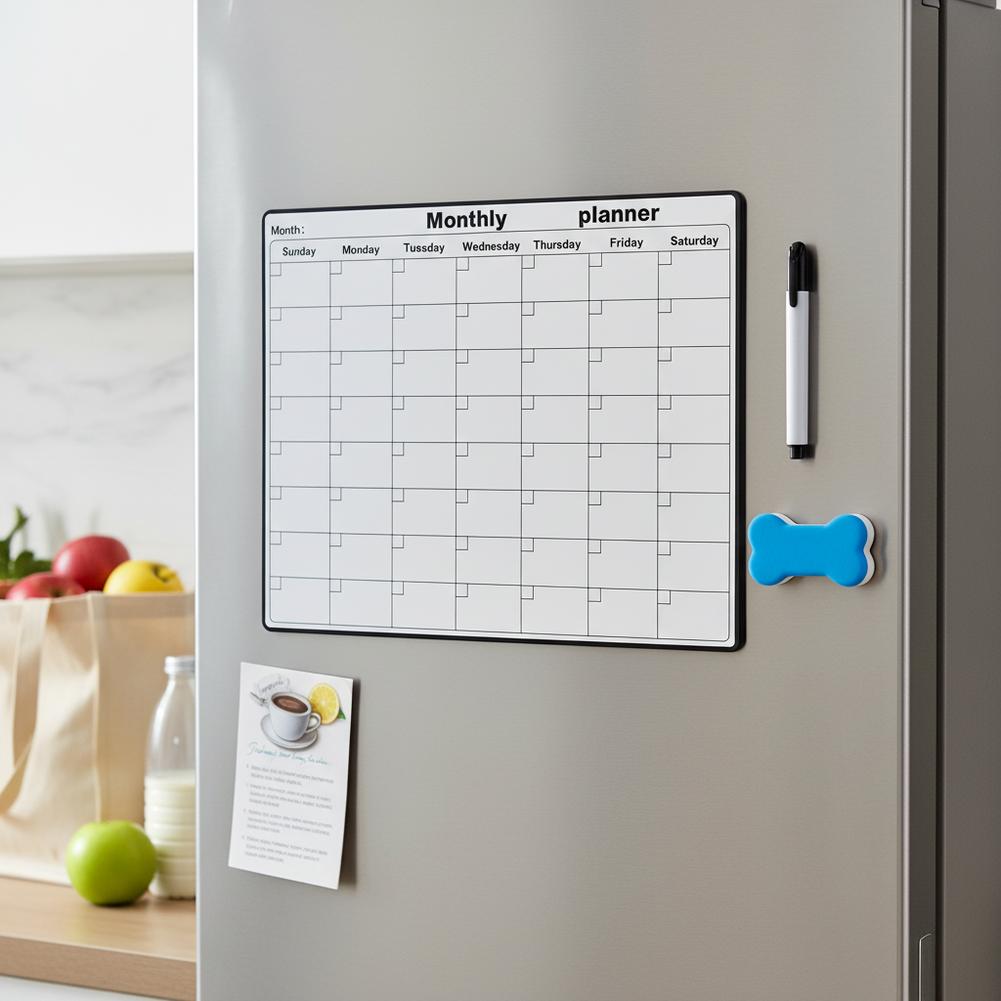 磁気冷蔵庫ドライイレースカレンダーマンスリープランナーホワイ - Magnetic Whiteboard Calendar のレビューと価格