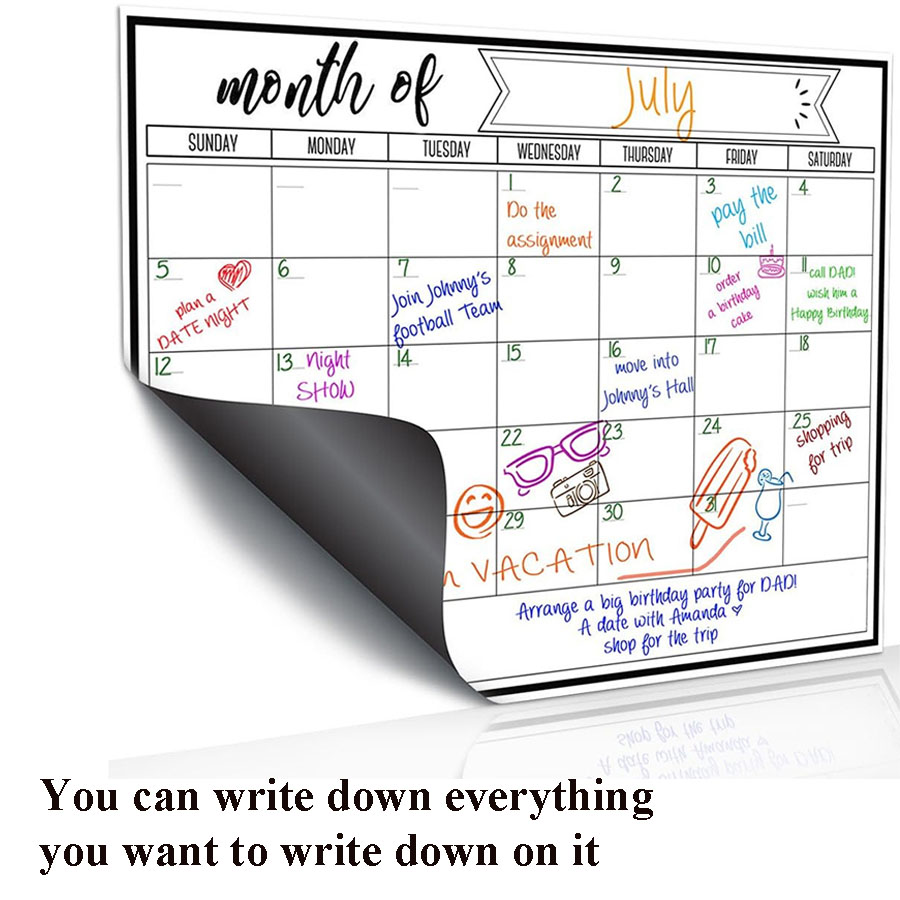 冷蔵庫用磁気ホワイトボードステッカー、週間・月間プランナーカ - Magnetic Whiteboard Calendar のレビューと価格