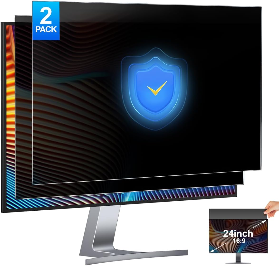 2パック 24インチ コンピュータプライバシースクリーンフィ - Monitor Privacy Filter のレビューと価格