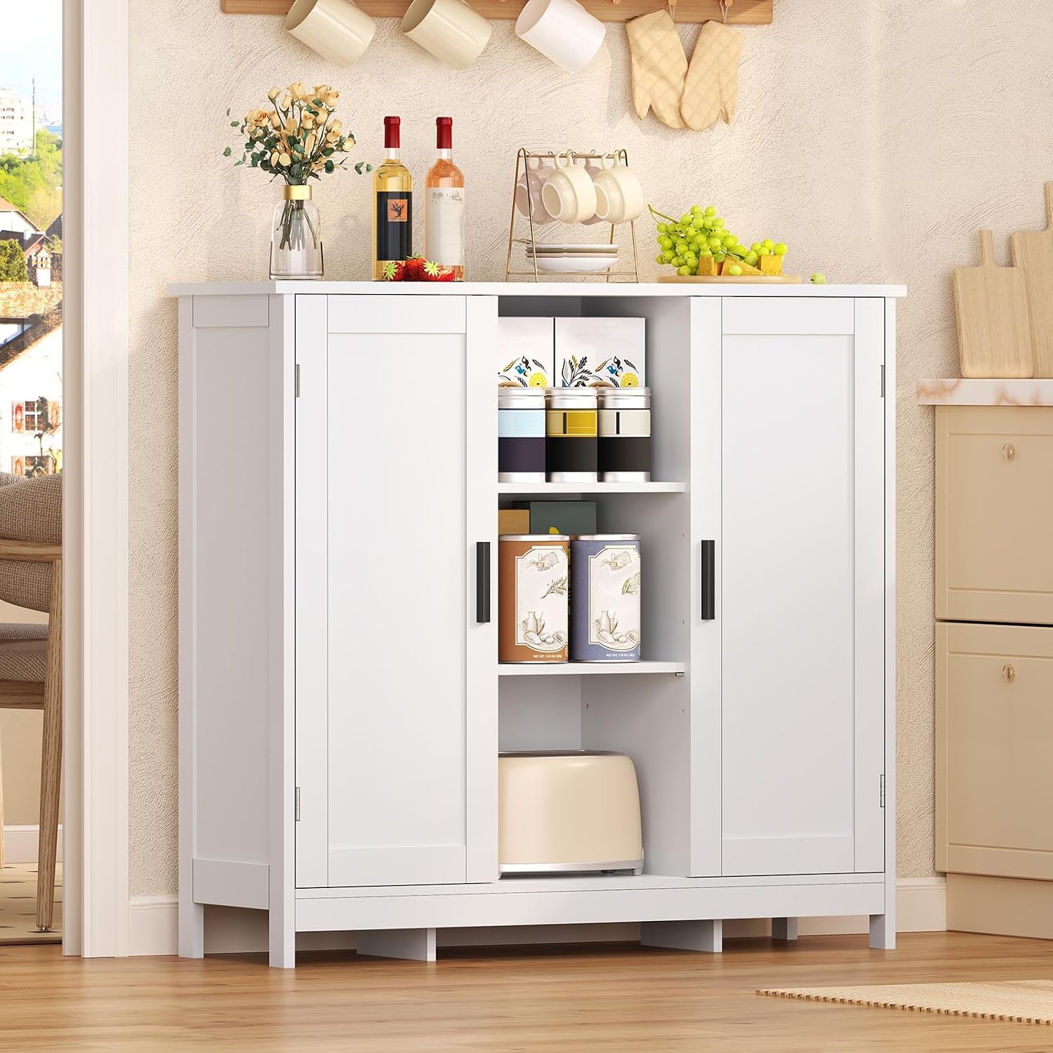 扉付き収納キャビネット 収納棚 アクセントサイドボード ビュ - Credenza Office Storage のレビューと価格