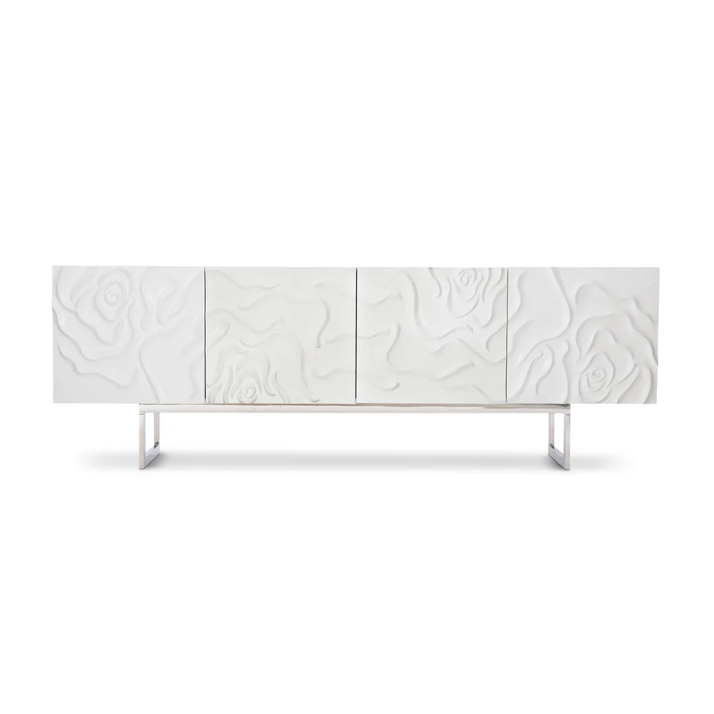 モダンなリビングルーム家具、白いバラのエンボス加工収納キャビ - Credenza Office Storage のレビューと価格
