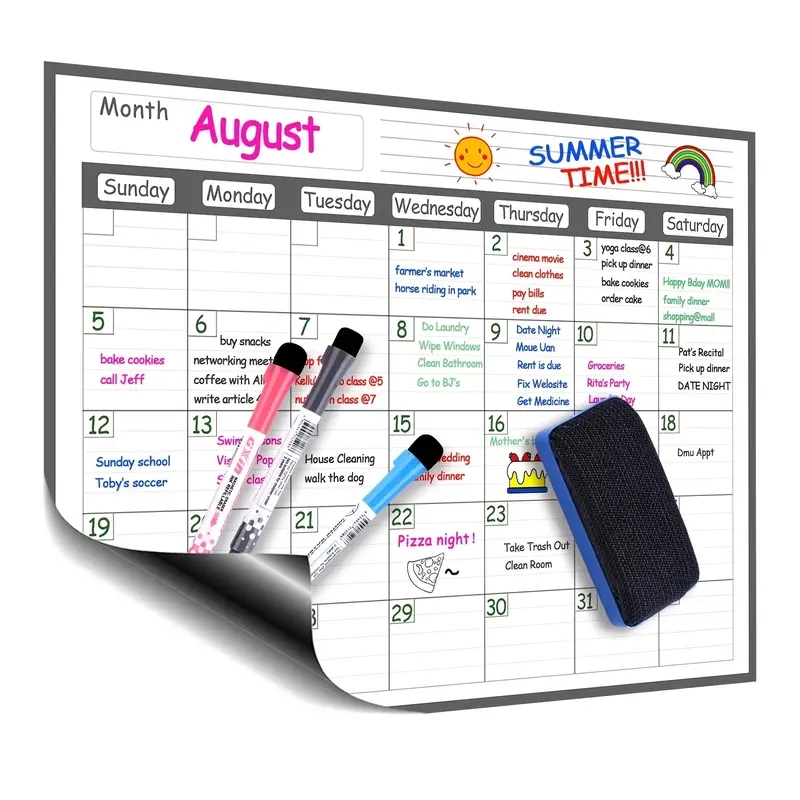 磁気冷蔵庫、ドライイレースカレンダー、月次プランナー、ホワイ - Magnetic Whiteboard Calendar のレビューと価格
