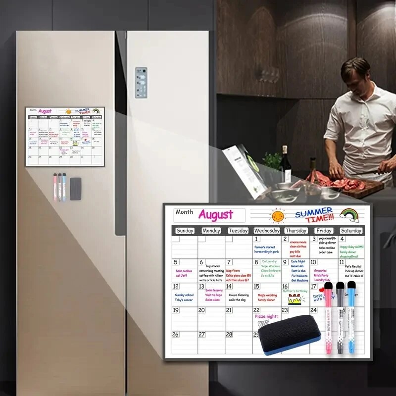 磁気冷蔵庫、ドライイレースカレンダー、月次プランナー、ホワイ - Magnetic Whiteboard Calendar のレビューと価格