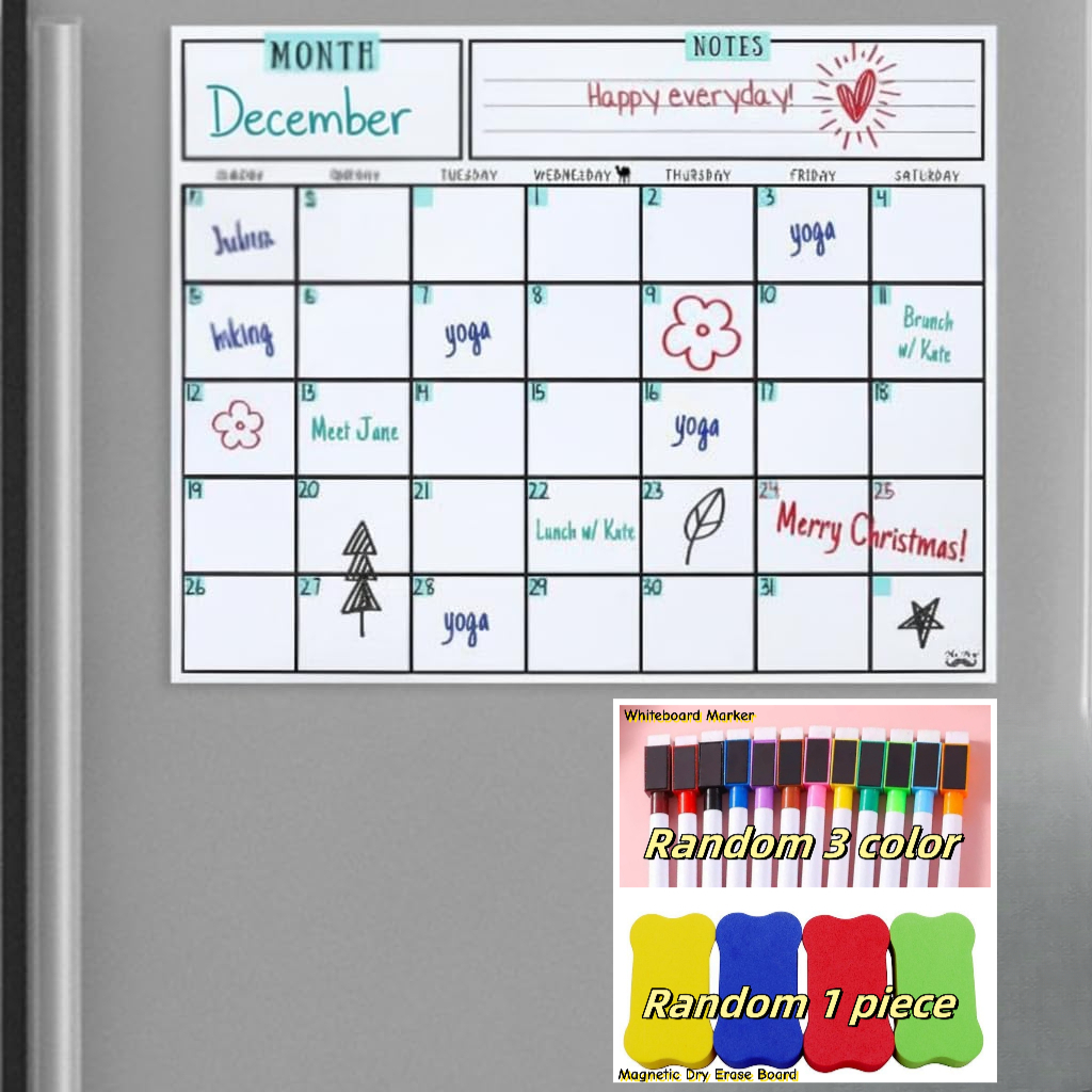 磁気式ドライイレースカレンダー、14.7 x 11.8インチ - Magnetic Whiteboard Calendar のレビューと価格