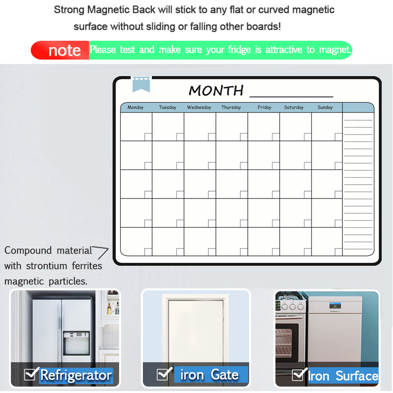 A3 サイズ磁気マンスリーウィークリープランナードライイレー - Magnetic Whiteboard Calendar のレビューと価格