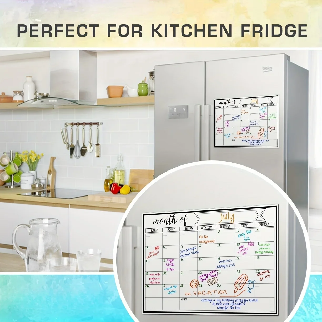 磁気式月間カレンダーホワイトボード、再利用可能な冷蔵庫プラン - Magnetic Whiteboard Calendar のレビューと価格