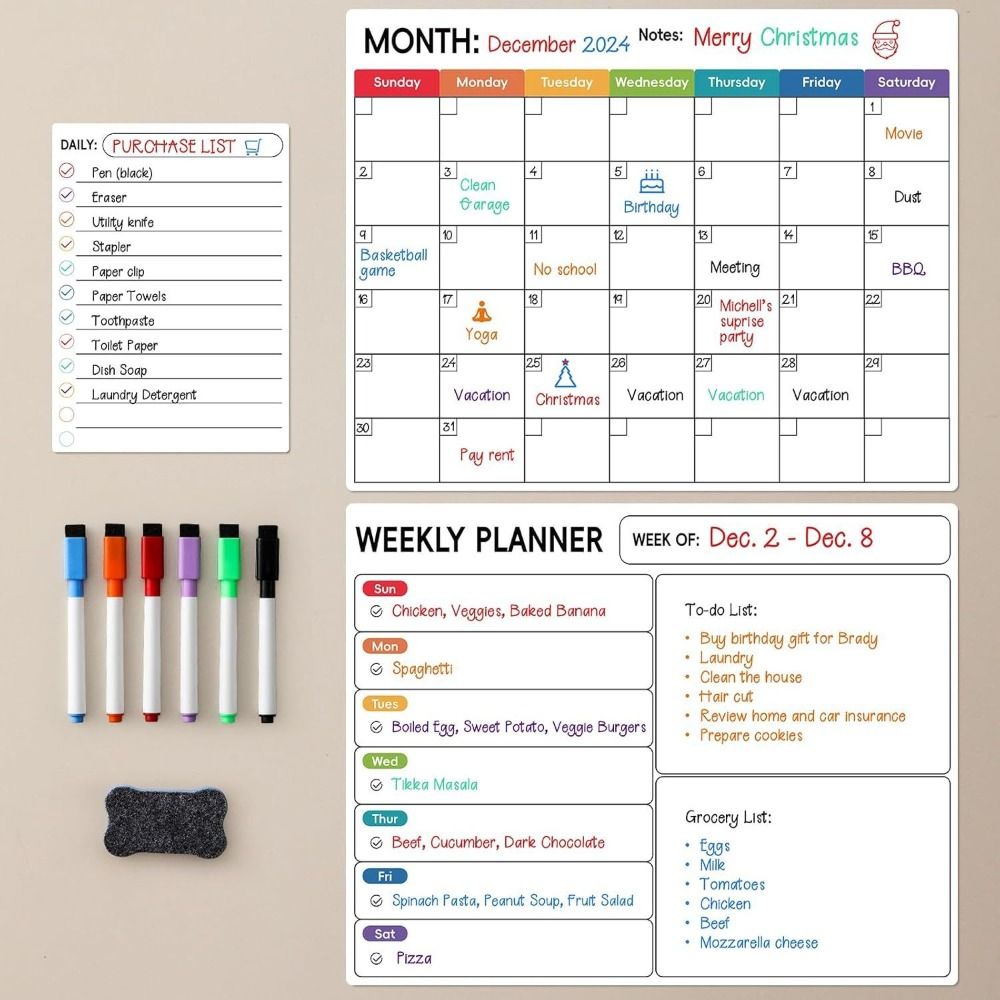 ドライイレース磁気カレンダー 磁気表面カレンダー テーブルマ - Magnetic Whiteboard Calendar のレビューと価格