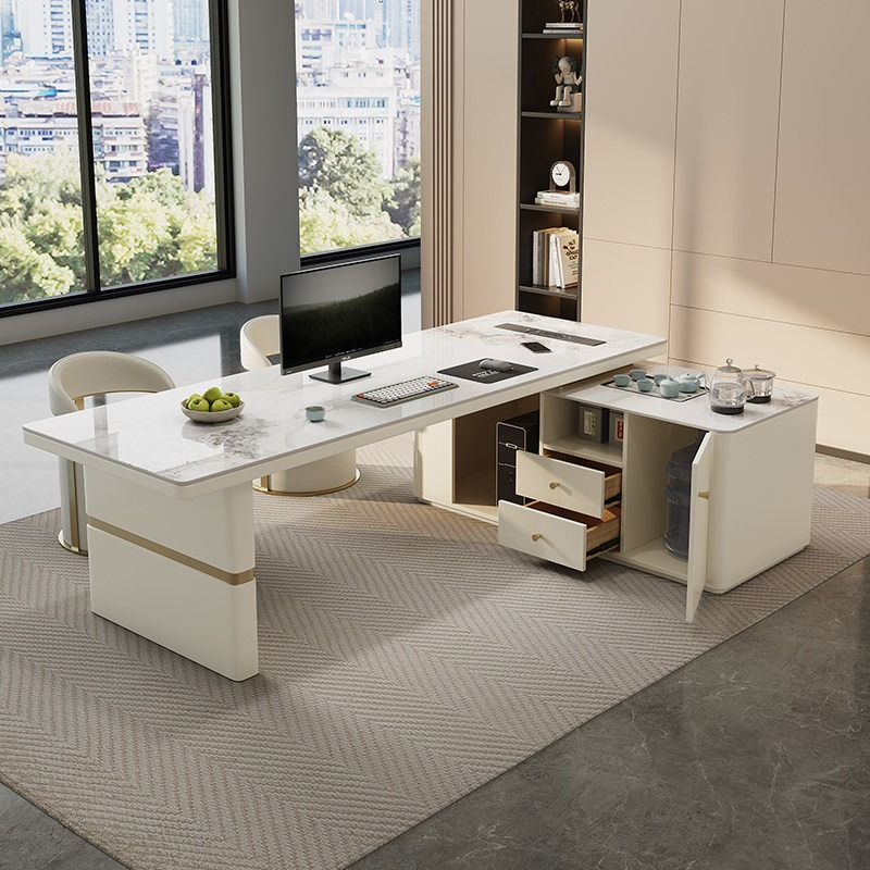 モダンな多機能ボスデスク、収納付き、シンプルな白いデスクテー - Office Furniture Com のレビューと価格
