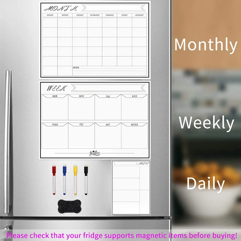 日月ごとの磁気カレンダーホワイトボードステッカーフレキシブル - Magnetic Whiteboard Calendar のレビューと価格