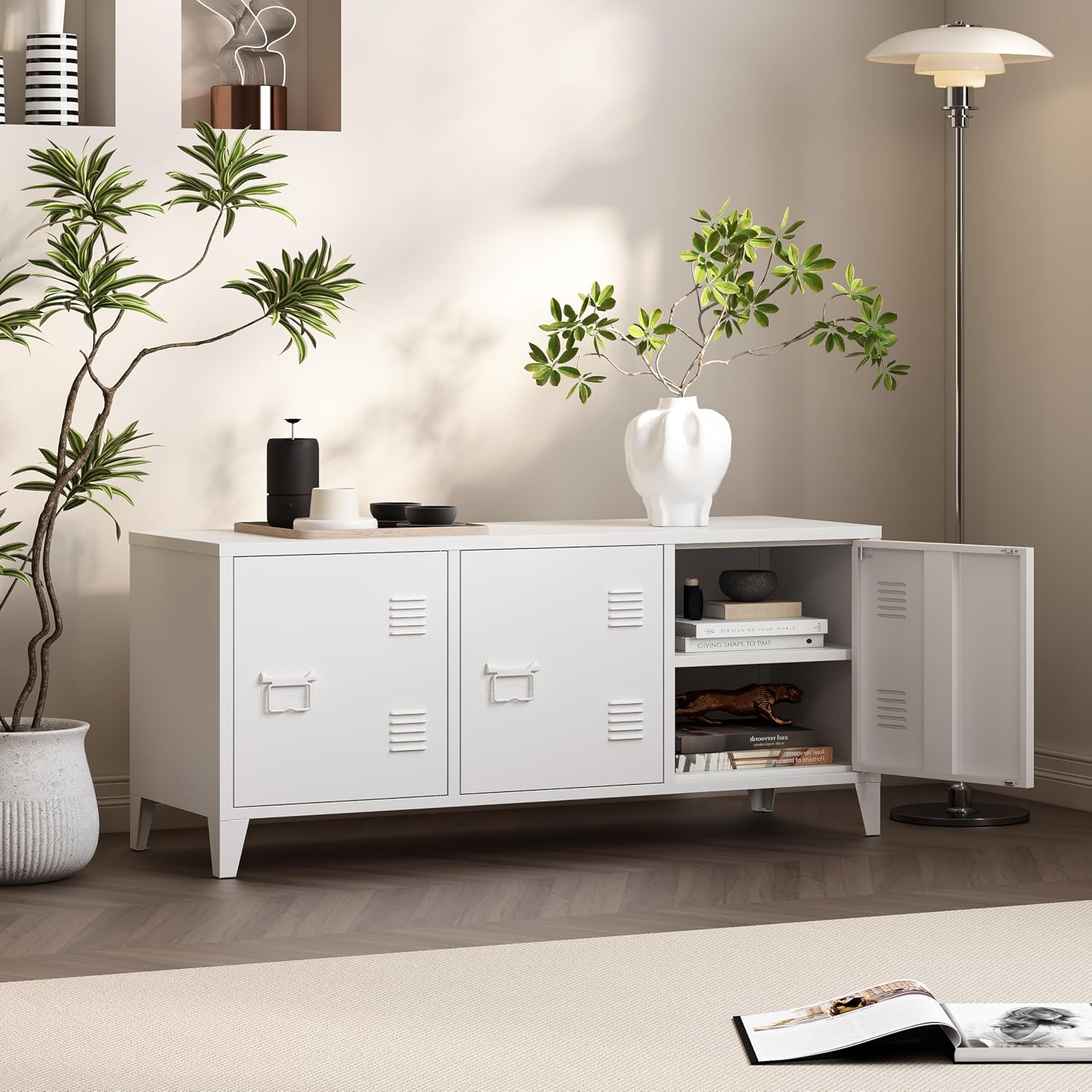 モダンなテレビスタンドエンターテイメントセンター、3つのドア - Credenza Office Storage のレビューと価格